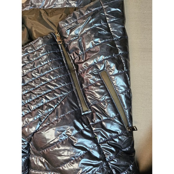 New White Mark Women's Metallic Puffer Jacket High Neck Zip Up Warm Winter Coat - Picture 8 of 9